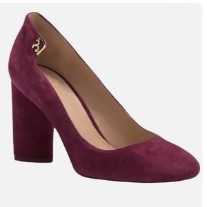 Tory Burch Elizabeth Round-Toe 85MM Pump Port Plum Chunky Heel Size 10.5